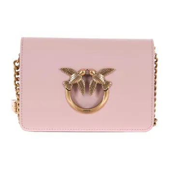 PINKO Click Series Cow Leather Crossbody Bag, Shoulder Bag Regular Women's Flesh Pink