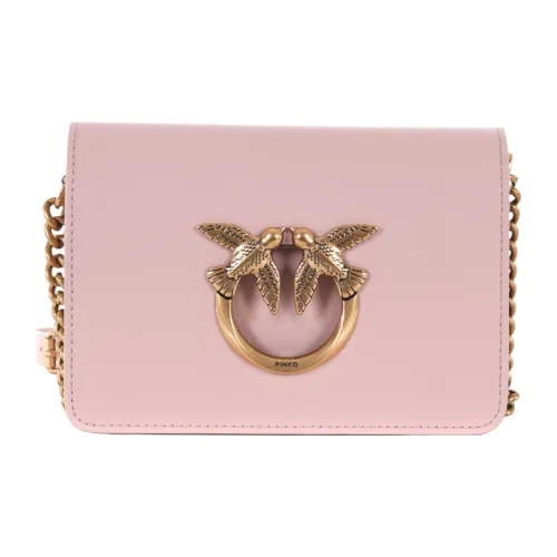 PINKO Click Series Cow Leather Crossbody Bag, Shoulder Bag Regular Women's Flesh Pink
