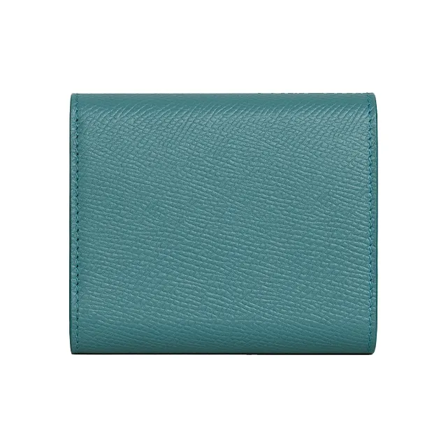 CELINE Smooth Cow Leather Card Holder Trumpets Women's Blue Green-2