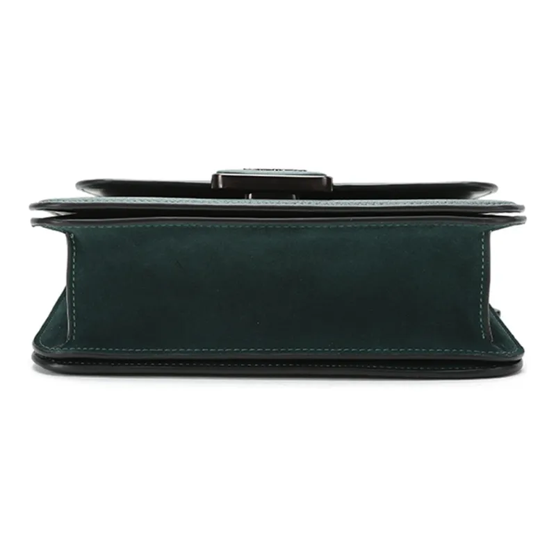 COACH Alie Leather Messenger Bag Small Square Bag Crossbody Bag Medium Size Women's Forest Green-4