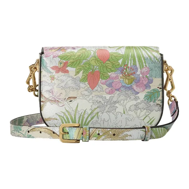 GUCCI Horsebit 1955 Leather Saddle Bag Shoulder Bag Crossbody Bag Mini Women's White/Multicolor-3