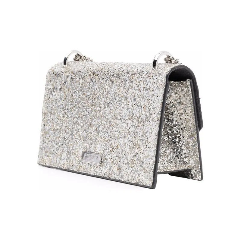 Jimmy Choo Leather Shoulder Bag Crossbody Bag Women's Silver-1