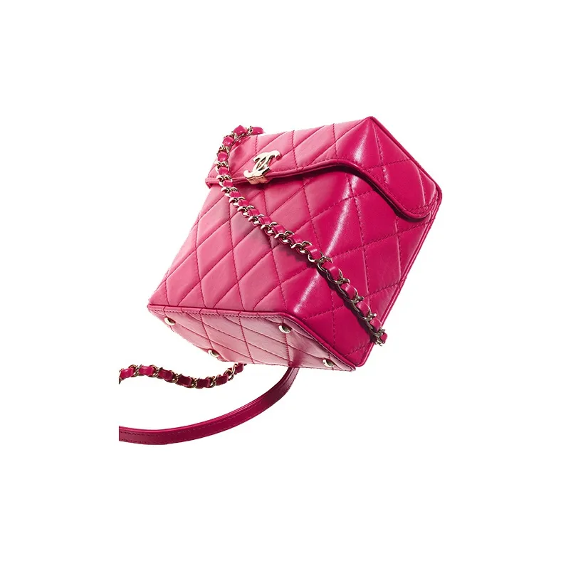 CHANEL Sheepskin Small Box Bag, Shoulder Bag, Crossbody Bag Women's Dark Pink-2
