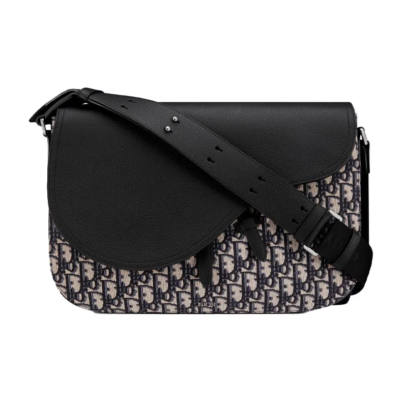 DIOR Cow Leather Saddle Bag Messenger Bag Men's Black-0