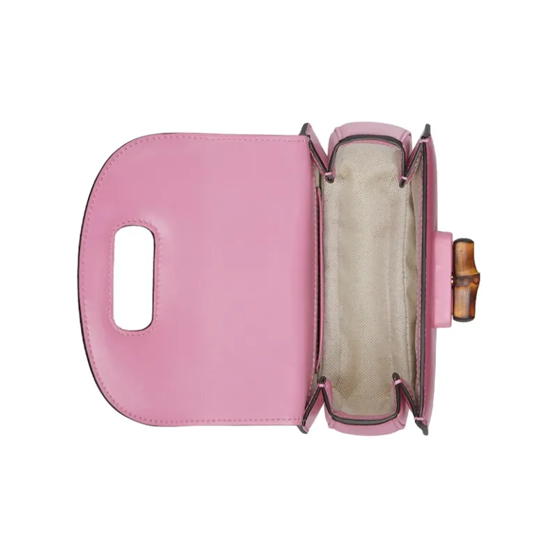 GUCCI Bamboo 1947 Leather Bamboo Bag Handbags Shoulder Bags Mini Women's Pink-5