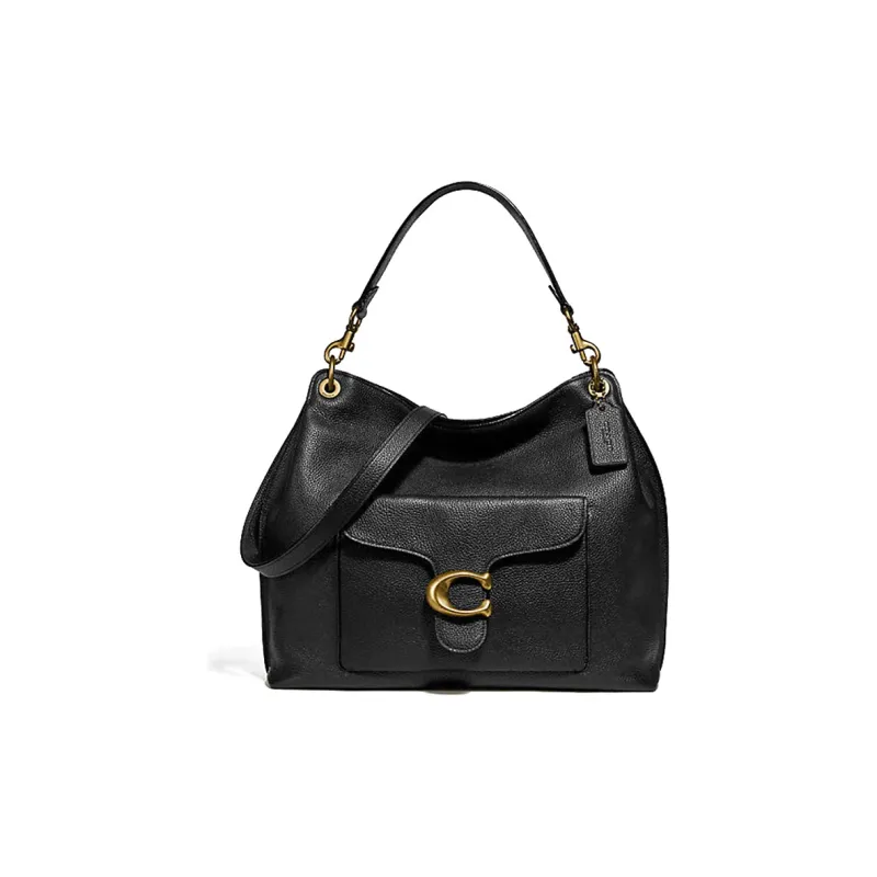COACH Tabby Polished Pebbled Leather Hobo Bag Shoulder Bag Portable Crossbody Bag Shoulder Bag Women's Black-0