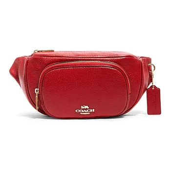 COACH Court Leather One Shoulder Crossbody Fanny Pack Sling Bag Medium Size Women's Red