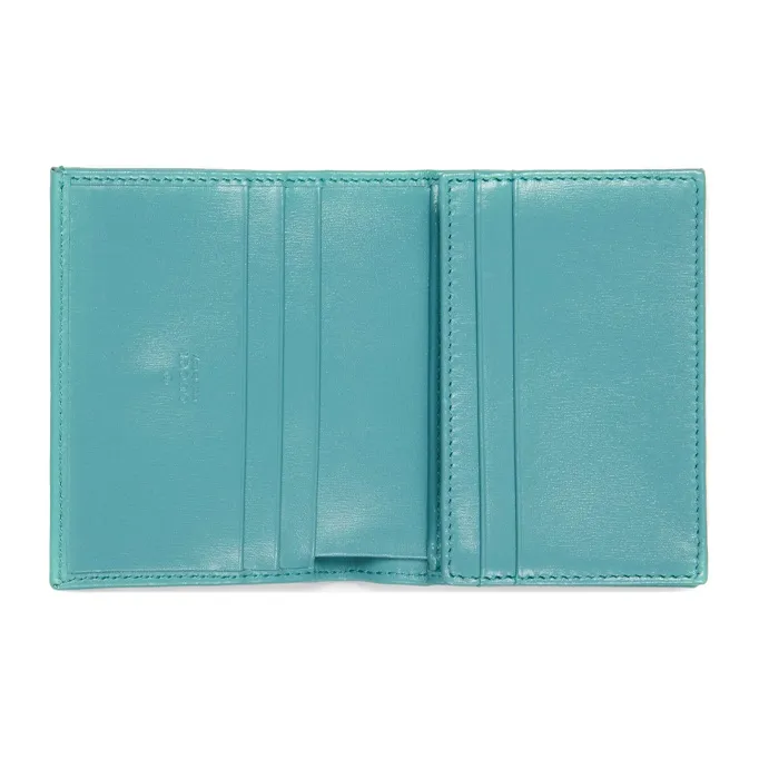 GUCCI Jackie 1961 Ostrich Leather Clutch Wallet, Card Holder Small Size Women's Light Blue-1