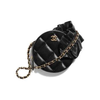 CHANEL 19Bag Sheepskin Round Bag, Crossbody Bag, Chain Bag, Shoulder Bag Women's Black
