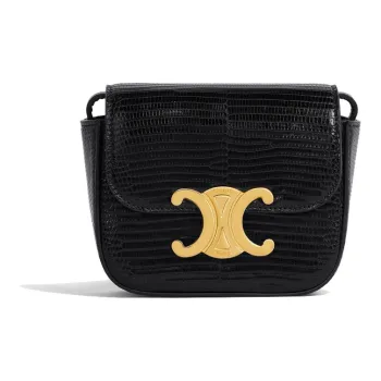 CELINE Triomphe Arc De Triomphe Lizard Leather Handbag, Shoulder Bag, Crossbody Bag Women's Black