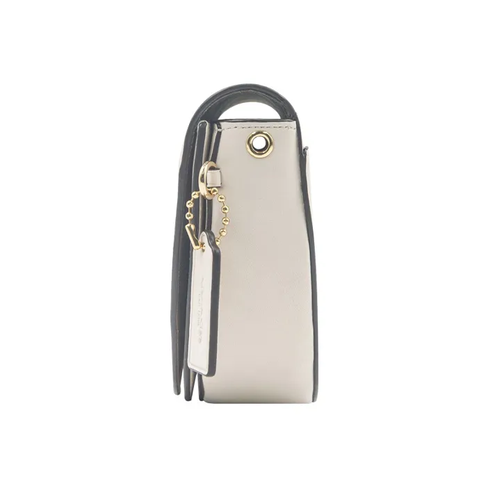 COACH Ellen Leather Embroidery Bag, Shoulder Bag, Saddle Bag, Crossbody Bag Trumpets Women's White-2