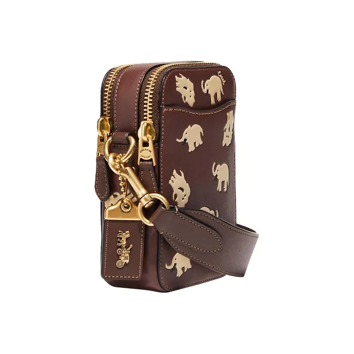 COACH Rogue Smooth Leather Shoulder Bag Crossbody Bag Small Size Women's Chocolate Coffee Brown-1