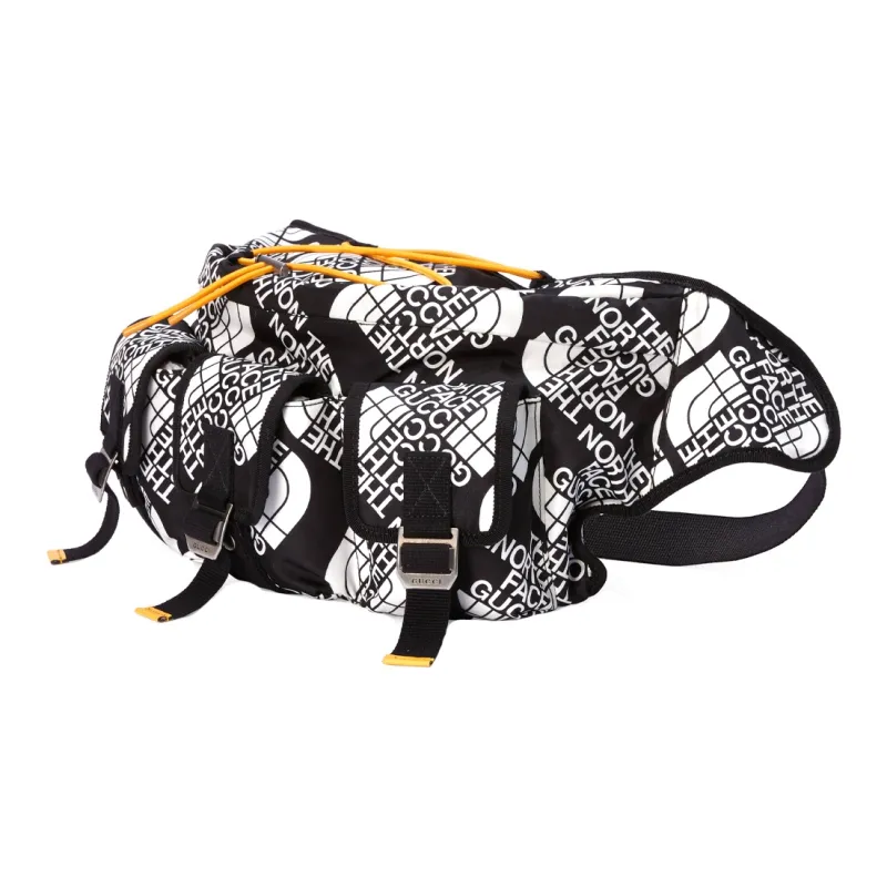 GUCCI THE NORTH FACE Limited Collaboration Nylon And Leather Combination Sling Bag Fanny Pack Unisex Black/Yellow-1