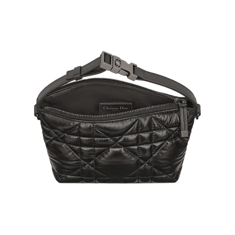 DIOR Travel Cow Leather Lunch Bag Clutch Trumpets Women's Black Silver-5
