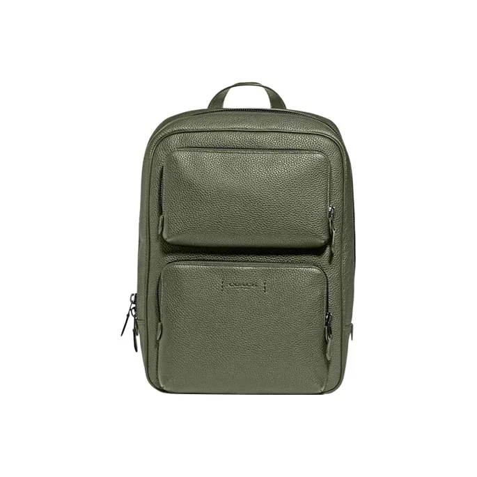 COACH Gotham Pebbled Leather With Refined Calfskin Backpack Large Size Men's Army Green-0