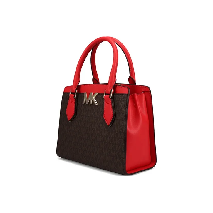 MICHAEL KORS Mott Leather Patchwork With PVC Shoulder Bag, Crossbody Bag, Handbag Women's Brown-1