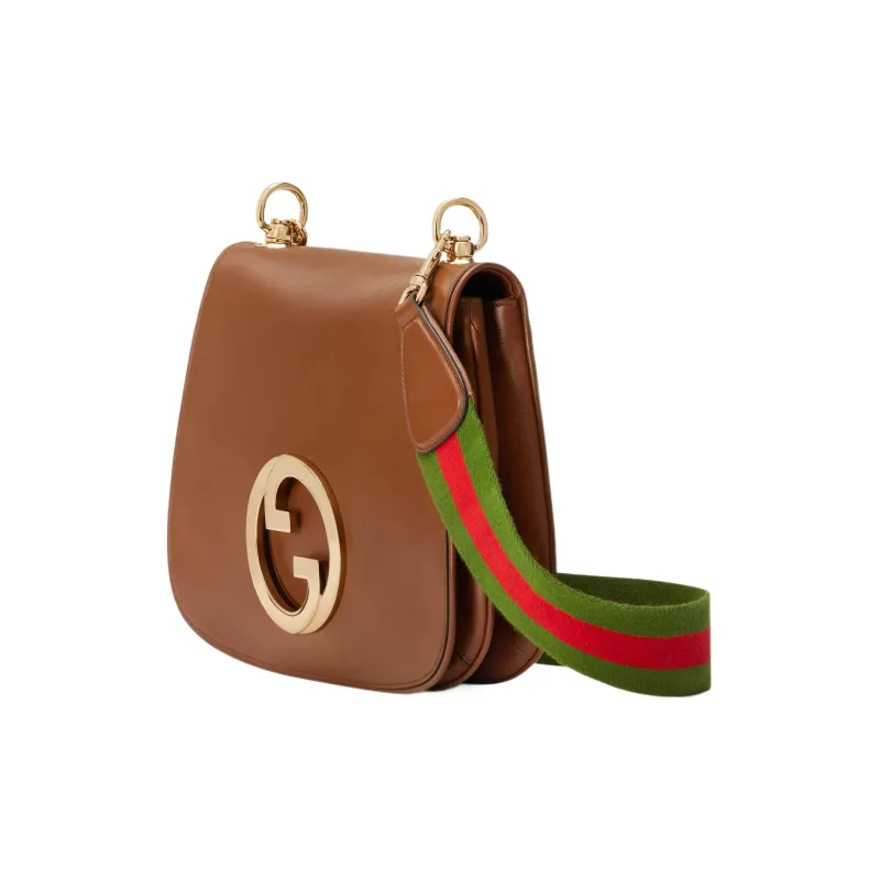 GUCCI Blondie Leather Saddle Bag Handbag, Shoulder Bag Medium Size Women's Brown-3