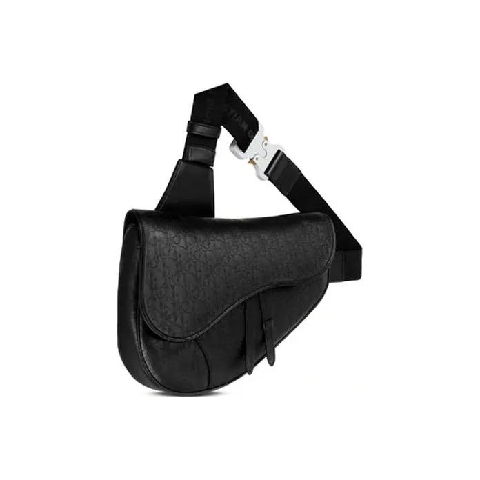 DIOR Saddle Cow Leather Saddle Bag Shoulder Bag Crossbody Bag Sling Bag Large Size Men's Black-1