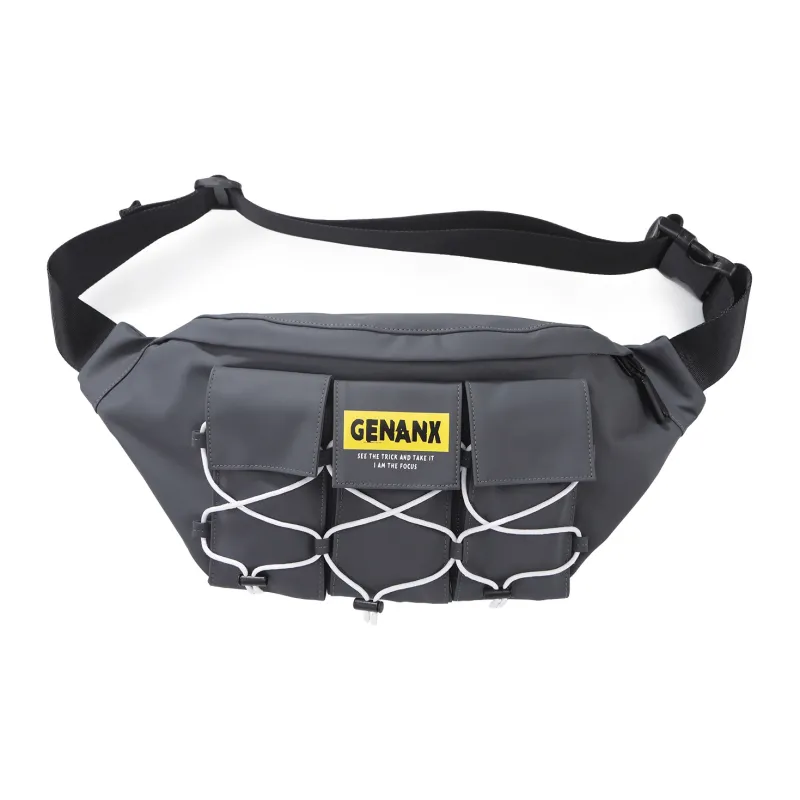 GENANX Polyester One Shoulder Crossbody Fanny Pack Regular Unisex Black/Dark Gray-0