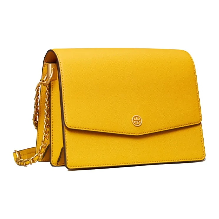 TORY BURCH Robinson Fabric With Leather Handbag, Shoulder Bag, Crossbody Bag Women's Yellow-1