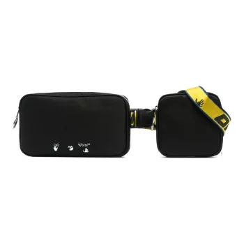 OFF WHITE Leather Coin Purse Crossbody Fanny Pack Men's Black