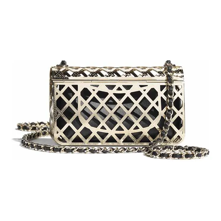 CHANEL Metal With Lambskin Evening Bag, Shoulder Bag, Crossbody Bag Mini Women's Gold-1