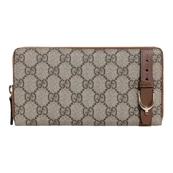 GUCCI Canvas With Leather Wallet Regular Unisex Ebony/Brown