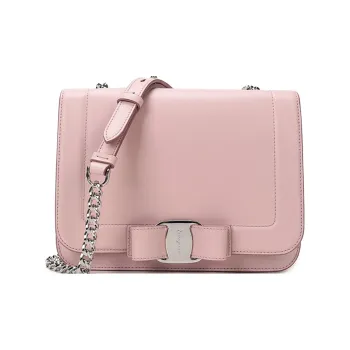 FERRAGAMO Vara Cow Leather Shoulder Bag Crossbody Bag Women's Light Pink Red