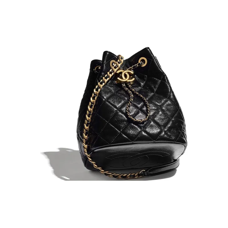 CHANEL Polished Lambskin Bucket Bag Handbag Women's Black-3