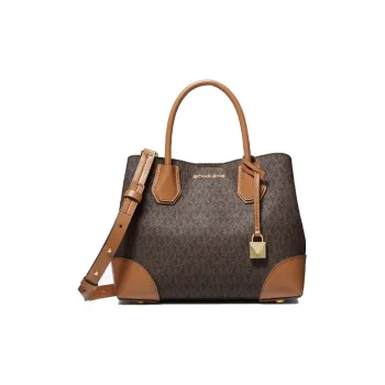 MICHAEL KORS Canvas Croissant Bag, One Shoulder Handbag Small Size Women's Acorn Brown