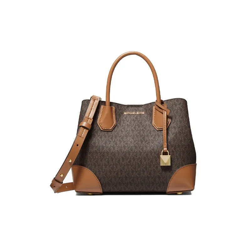 MICHAEL KORS Canvas Croissant Bag, One Shoulder Handbag Small Size Women's Acorn Brown-0