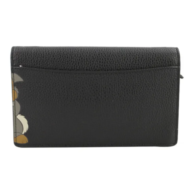 COACH Disney Collaboration Foldover Leather Small Square Bag Shoulder Bag, Crossbody Bag Small Size Women's Black-2