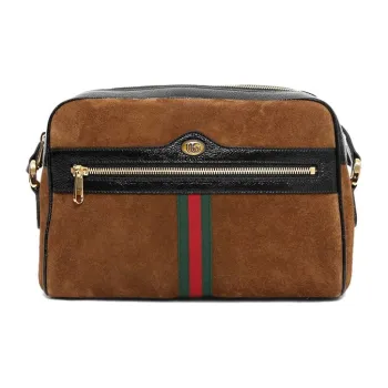 GUCCI Suede Portable Crossbody Bag Shoulder Bag Women's Brown