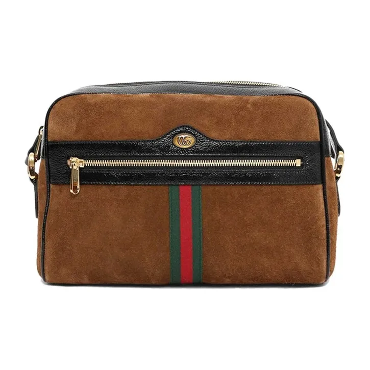 GUCCI Suede Portable Crossbody Bag Shoulder Bag Women's Brown-0