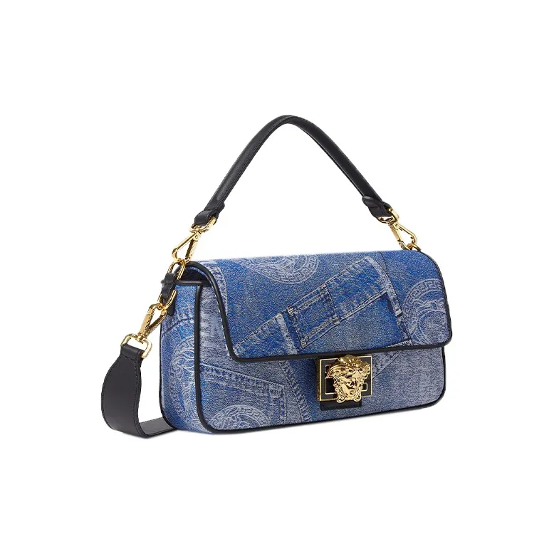 VERSACE FENDI Collaboration Baguette Polyester Shoulder Bag Crossbody Bag Handbag Women's Blue-1