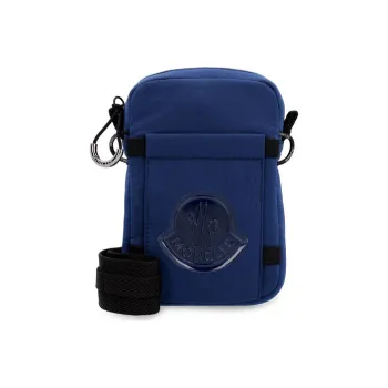 Moncler Calfskin With Canvas Shoulder Bag Crossbody Bag Men's Blue Black