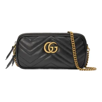 GUCCI GG Marmont Quilted Leather Chain Bag, Shoulder Bag, Crossbody Bag Women's Black