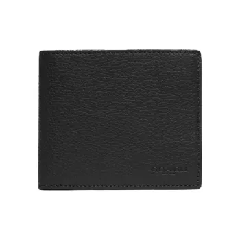 COACH 3 IN 1 Wallet Polished Pebbled Leather Card Holder, Wallet Coin Purse Men's Black