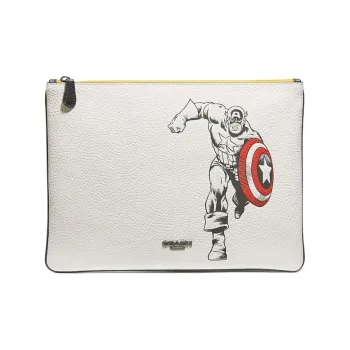 COACH MARVEL Collaboration Pouch Leather Clutch Tubas Women's White