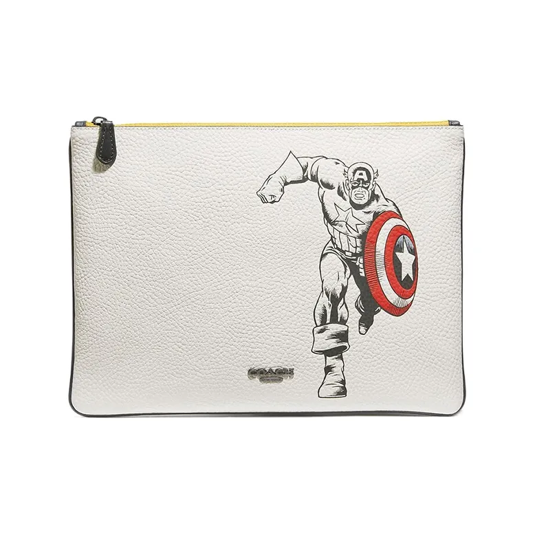 COACH MARVEL Collaboration Pouch Leather Clutch Tubas Women's White-0
