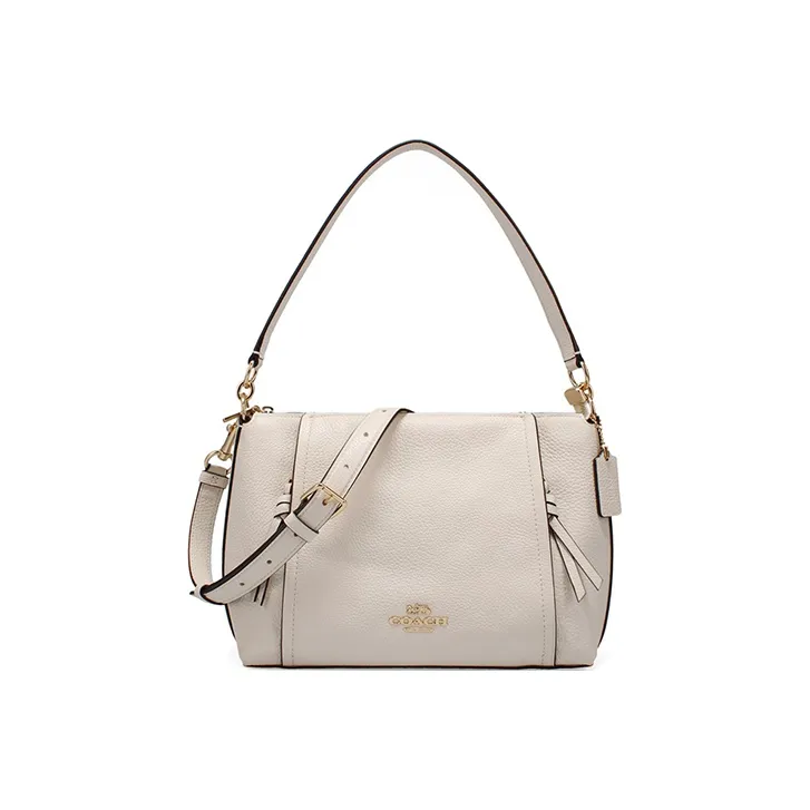 COACH Marlon Cow Leather Shoulder Bag, Handbag Large Size Women's Silver-0
