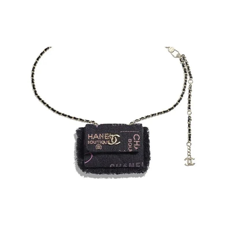 CHANEL 22P Denim Fanny Pack Women's Black-0