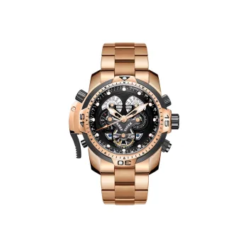 REEF TIGER Aurora Automatic Mechanical Movement Stainless Steel Watchband Watch Men's Watches Black Dial