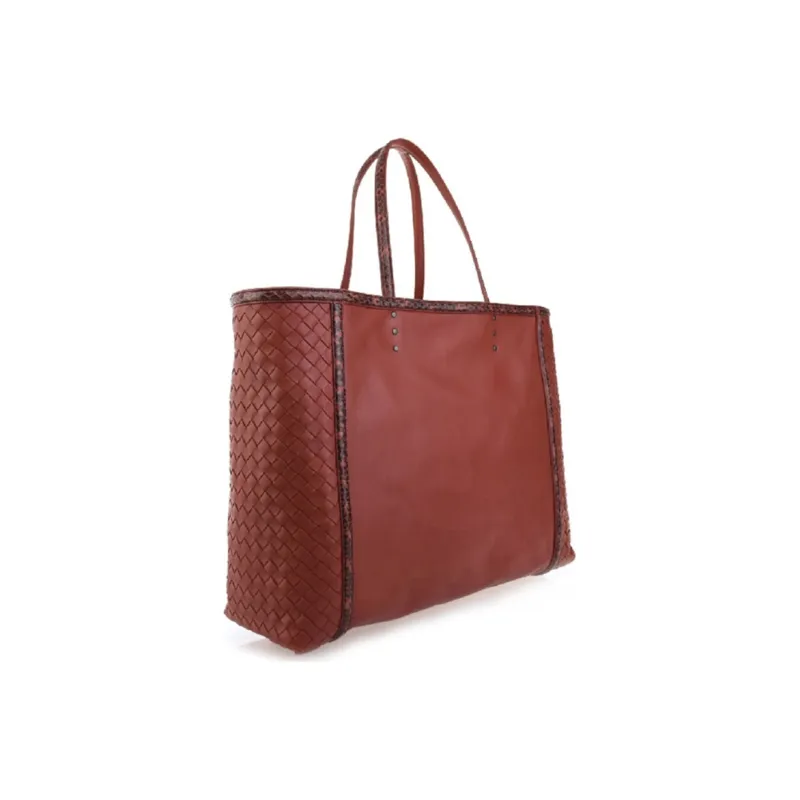 Bottega Veneta Cow Leather Handbag Women's Dark Red-2
