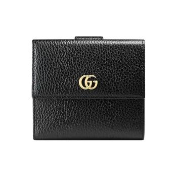 GUCCI Marmont Leather Wallet Unisex Black