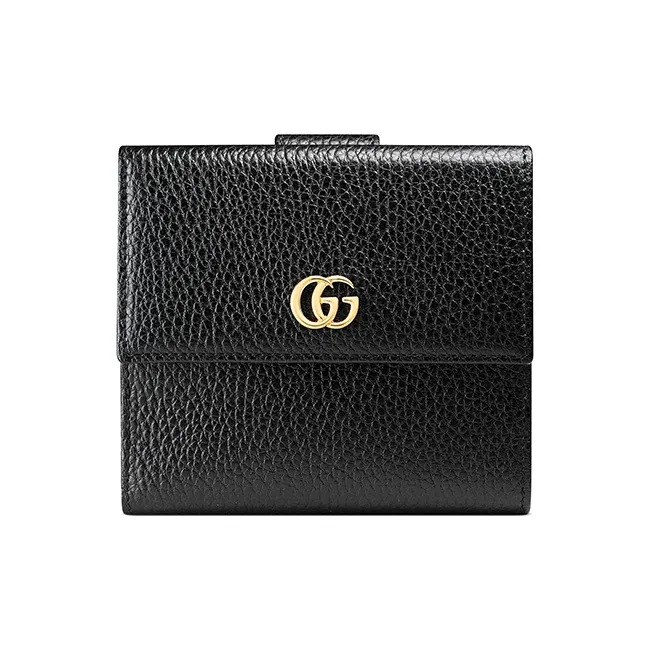 GUCCI Marmont Leather Wallet Unisex Black-0