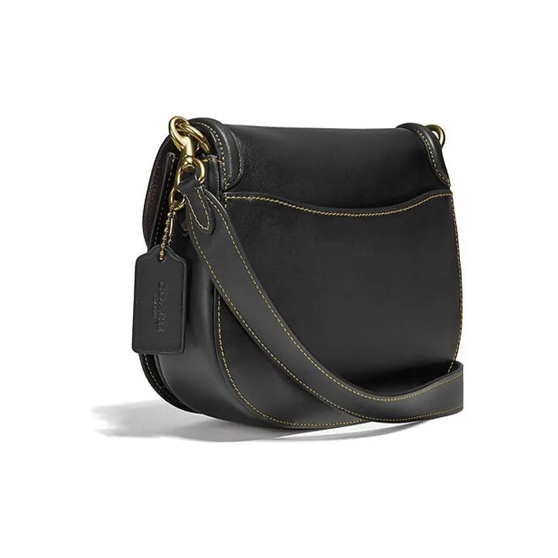 COACH Leather Saddle Bag Shoulder Bag Crossbody Bag Medium Size Women's Black-1