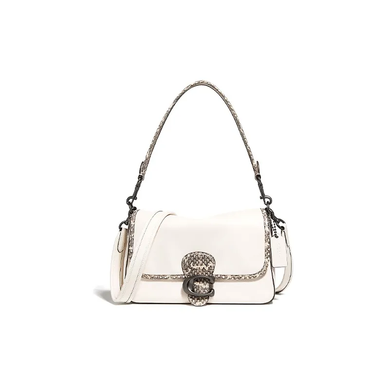COACH Soft Tabby Leather Crossbody Bag, Underarm Shoulder Bag Women's Pink White-0