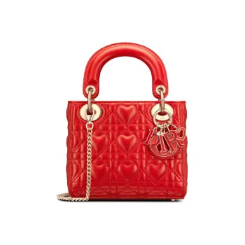DIOR Lady Dior Dioramour Sheepskin Dior Bag Shoulder Bag Crossbody Bag Handbag Micro Women's Red
