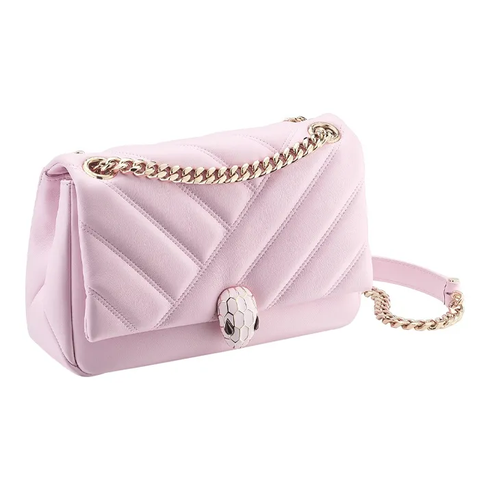 BVLGARI Lambskin Shoulder Bag Trumpets Women's Pink-1